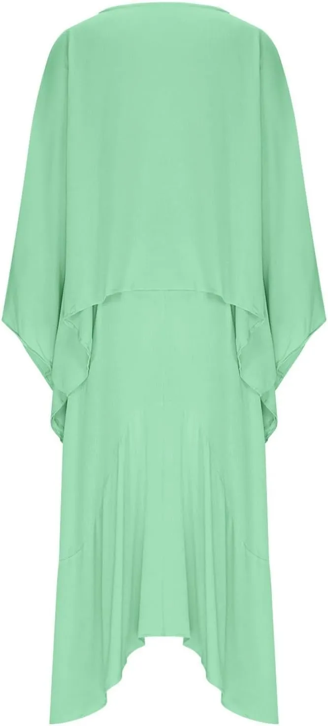 2 Piece Skirt Sets for Women Casual 3/4 Sleeve Tops Maxi Skirt Set Spring Summer Solid Color Loose Flowy Matching