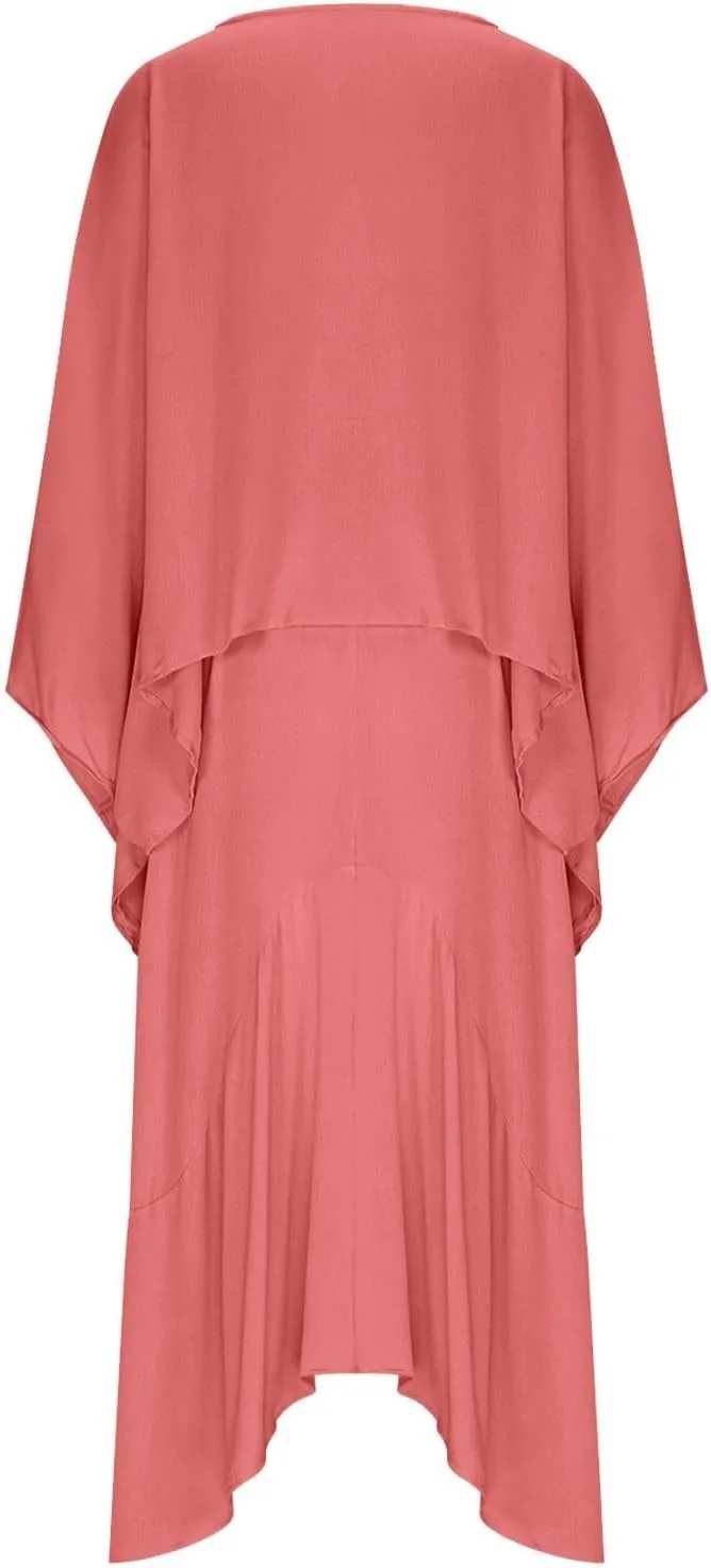 2 Piece Skirt Sets for Women Casual 3/4 Sleeve Tops Maxi Skirt Set Spring Summer Solid Color Loose Flowy Matching