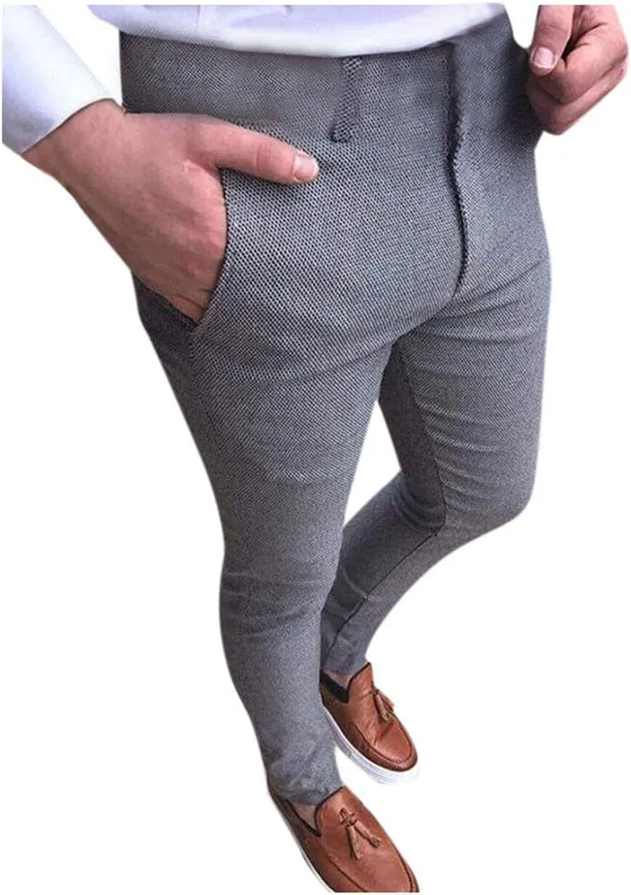 2021 Mens Chino Pants Slim Fit Stretch Skinny Dress Pants Casual Fit Flat Front Business Trousers Fashion Tuxedo