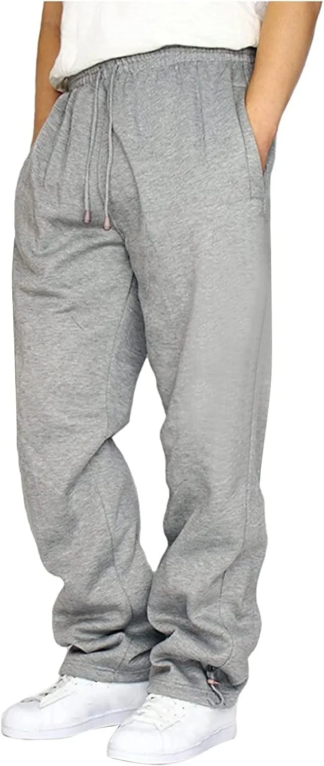 2023 Mens Heavyweight Fleece Sweatpants Workout Jogger Pants Elastic Waist Drawstring Baggy Cargo Pant Trousers with Pockets