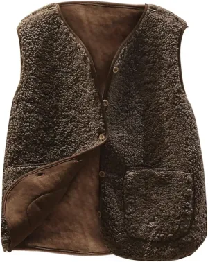 2025 Fleece Vest for Women Faux Shearling Crop Vests Kawaii Teddy Coats Winter Sleeveless Fleece Jacket with Pockets