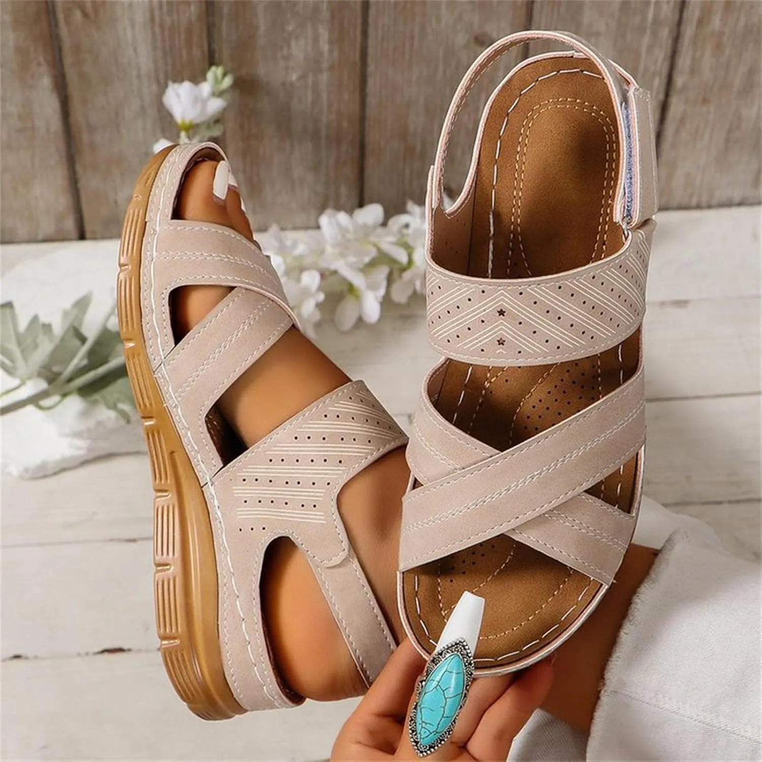 2025 Platform Sandals Women Fashion Wedges Sandals Casual Comfortable Mid Heels Open Toe Espadrilles Sandals Slip on Shoes Dressy Summer Flat