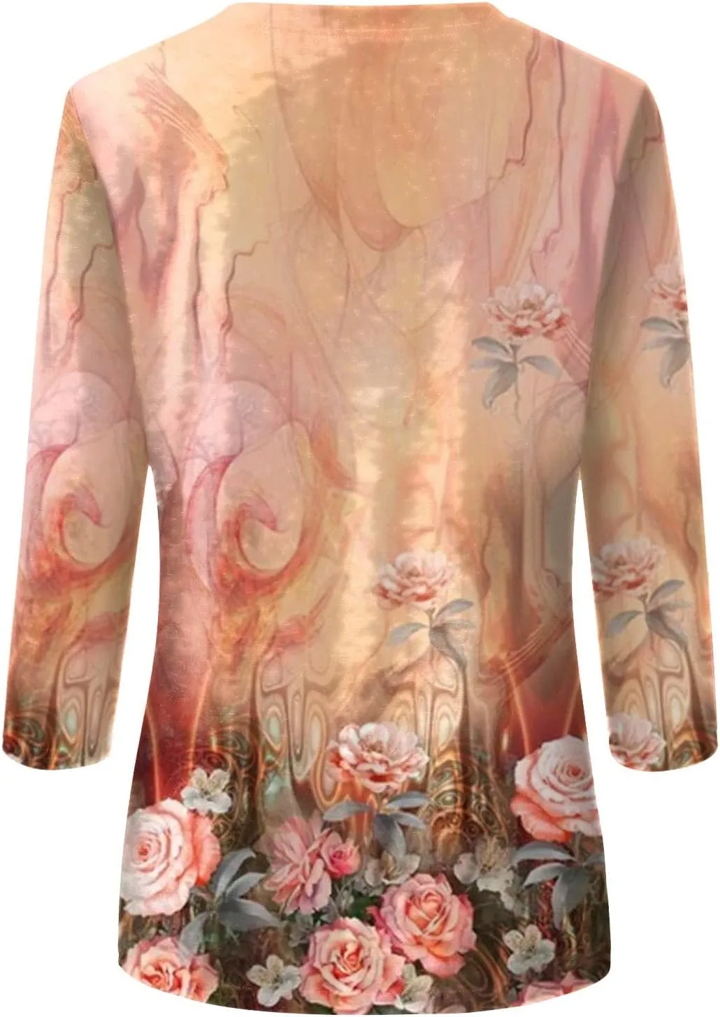 3/4 Length Sleeve Womens Tops Tees Blouses Plus Size Shirts for Curvy Women 4X-5X 2025 Spring Tops for Women Trendy