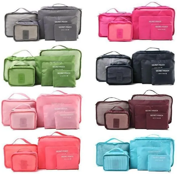 6pcs Travel Organizer Storage Bags Portable Travel Suitcases Organizer Travel Bag for Women Luggage Organizer Clothes Shoes Bag, Medium, Navy Blue