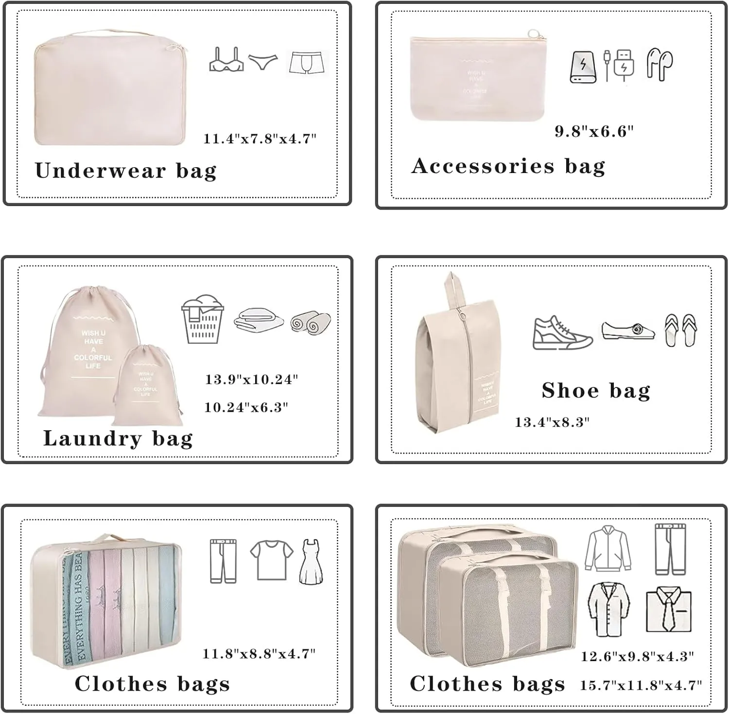 8 Packs Packing Cubes Packing Cubes For Suitcases packing cubes Travel Storage Bag Clothing And Shoes Storage Bag (cactus)