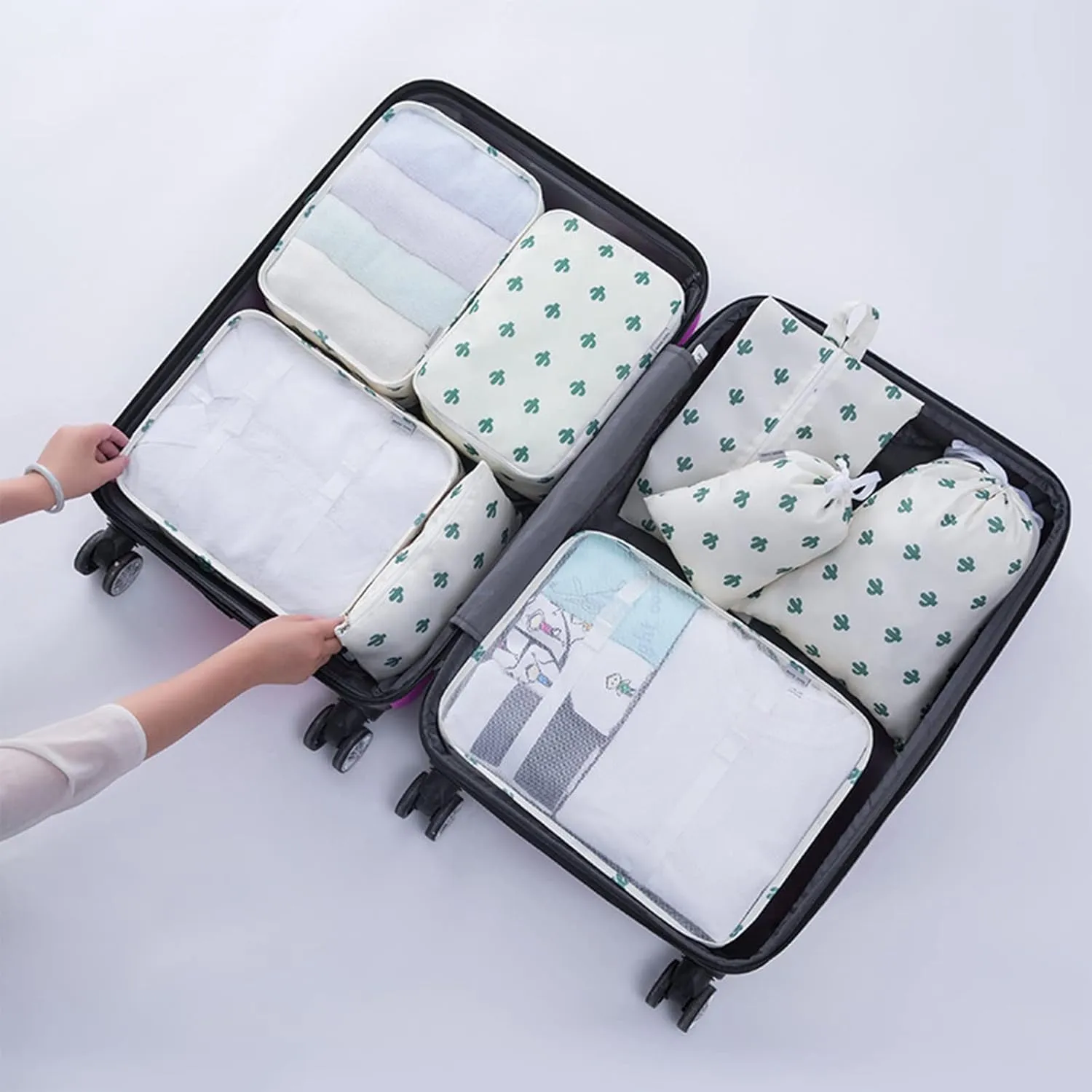 8 Packs Packing Cubes Packing Cubes For Suitcases packing cubes Travel Storage Bag Clothing And Shoes Storage Bag (cactus)