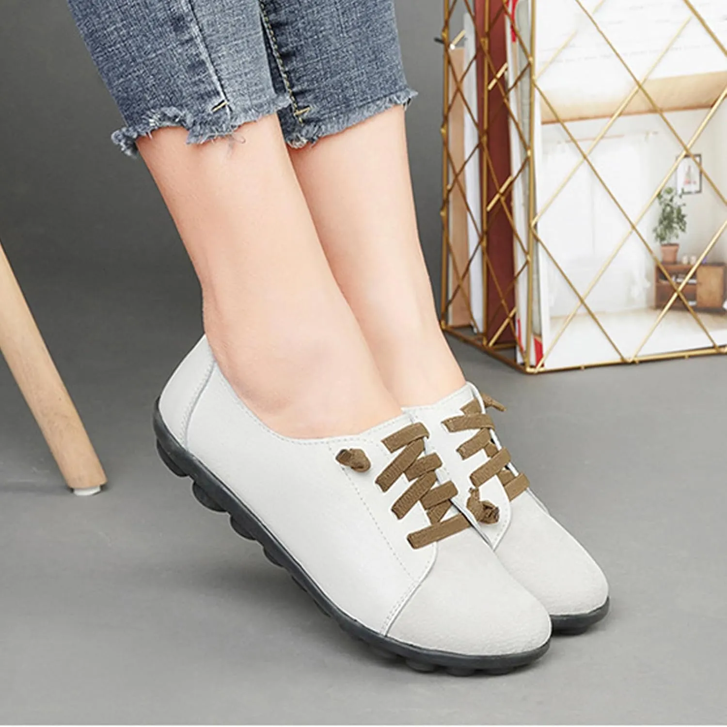 Aceptolcom Women Orthopedic Shoes Women Slip-on Shoes Penny Loafers Leather Loafers Dress Shoes Work Shoes Business Shoes