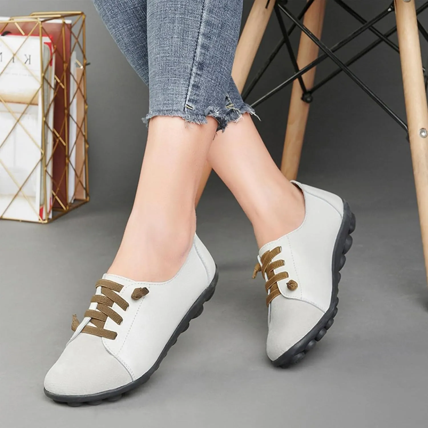 Aceptolcom Women Orthopedic Shoes Women Slip-on Shoes Penny Loafers Leather Loafers Dress Shoes Work Shoes Business Shoes