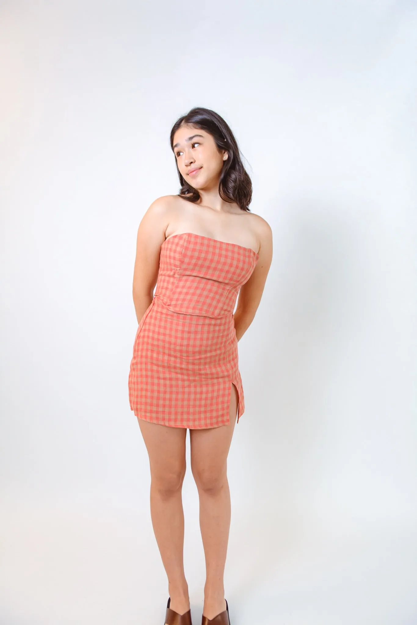Amari Mini Skirt in Red Check