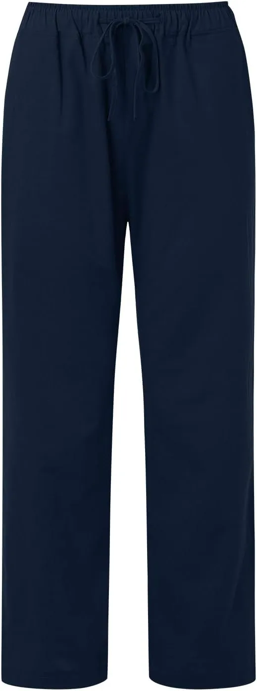 Aniwyn Cotton Linen Pants for Women Loose Fit Summer Wide Leg Casual Loose Drawstring High Waist Palazzo Trousers with Pocket