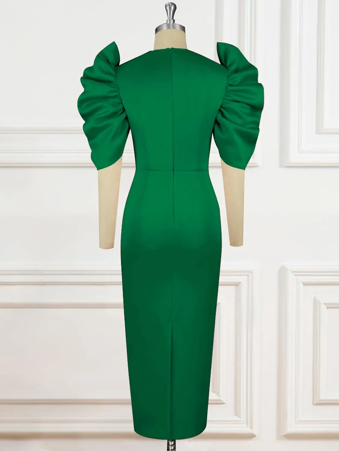 AOMEI V Neck Half Sleeve Business Bodycon Midi Dress Cut Out Shoulder 4XL 3XL 2XL Plus Size Woman Clothes for Office Ladies