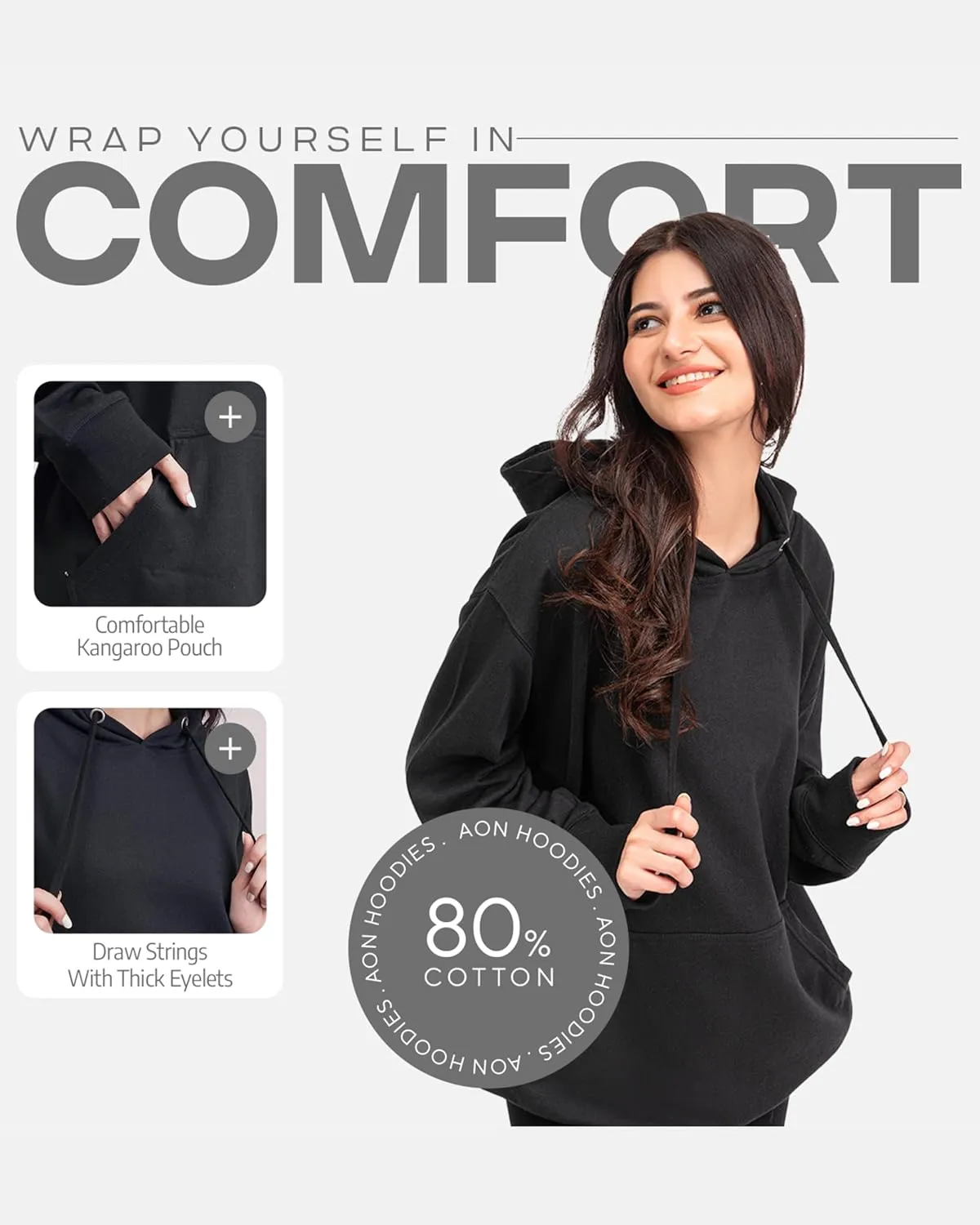 Aon's High Natural Cotton Blend Hoodies For Women: More Breathable & Appealing Modern Fit Sweatshirt Sweaters