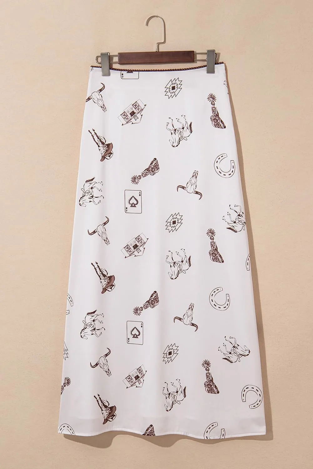 Apvirdy Western Skirts for Women Cute Printed Satin Long Skirt High Waist Slim Fit Cowboy Summer Skirts 2025