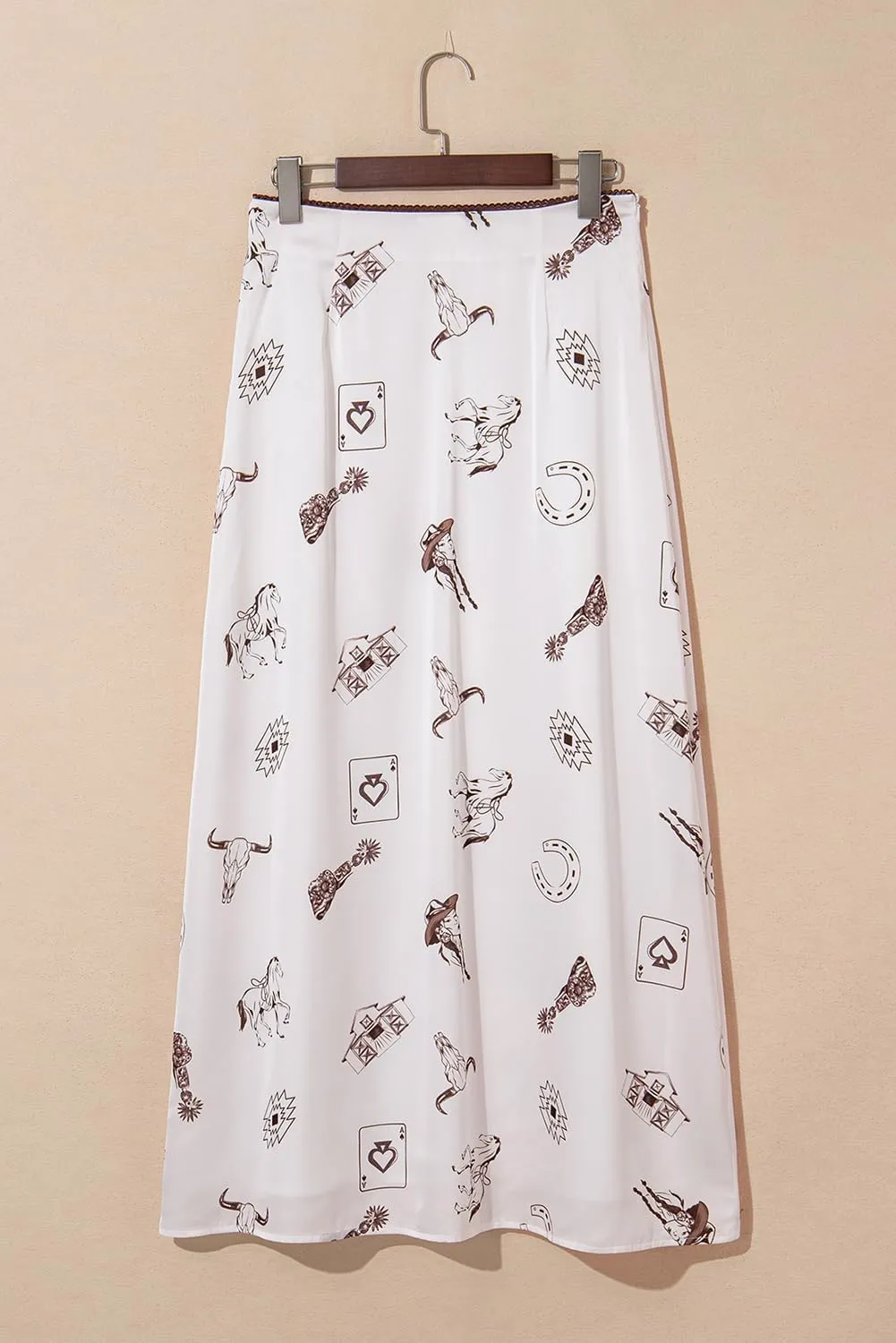 Apvirdy Western Skirts for Women Cute Printed Satin Long Skirt High Waist Slim Fit Cowboy Summer Skirts 2025