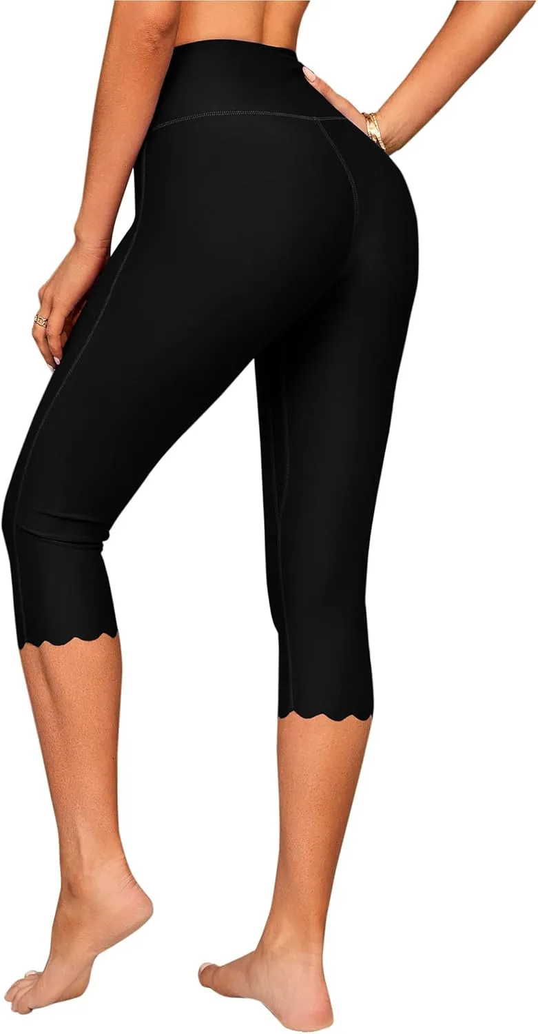 ATTRACO Swim Pants for Women High Waisted Swim Capris Swim Shorts Swimming Leggings