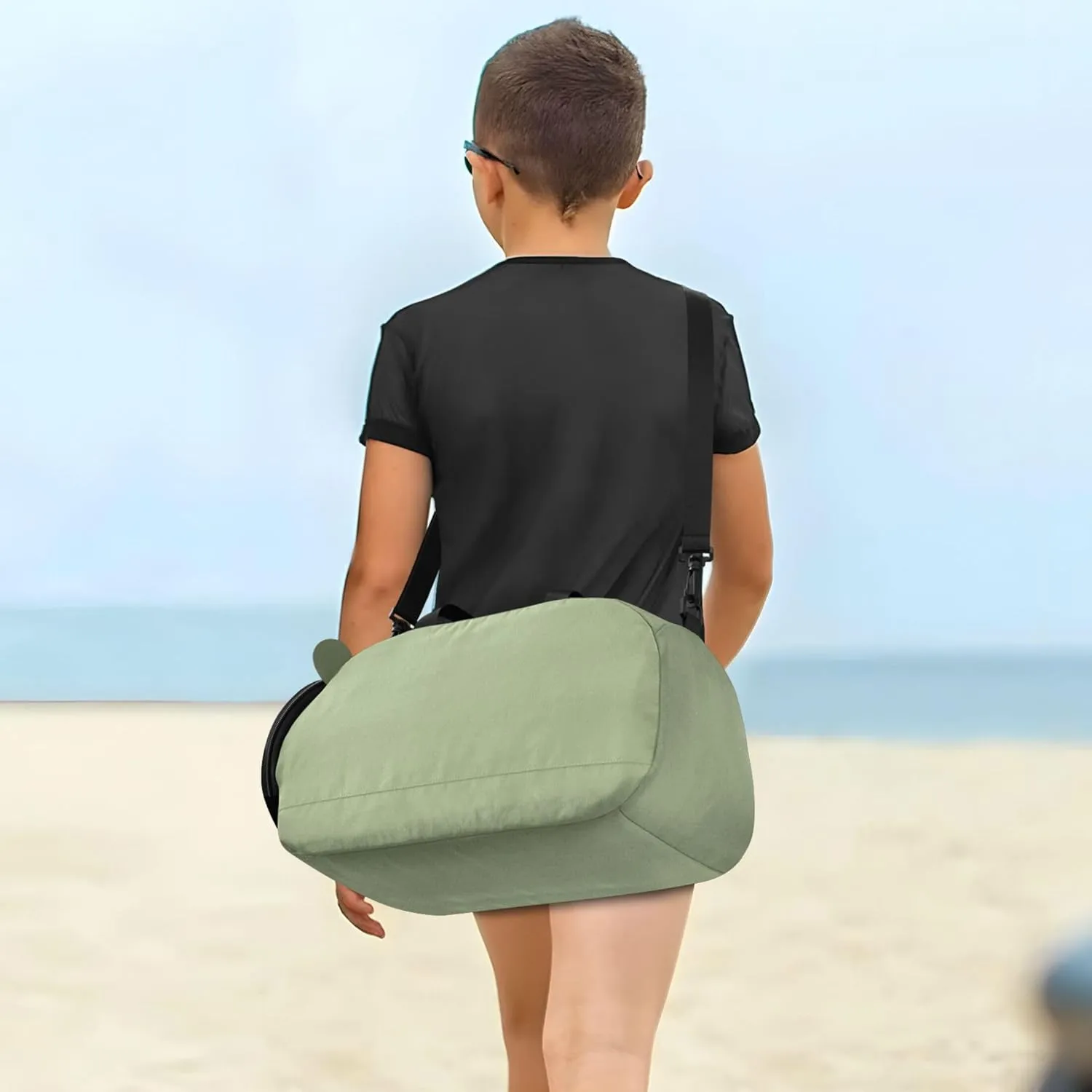 Avocado Green Solid Color Gym Duffel Bag with Shoes Compartment Lightweight Travel Duffel Bag for Travel, Sports, Fitness & Workout