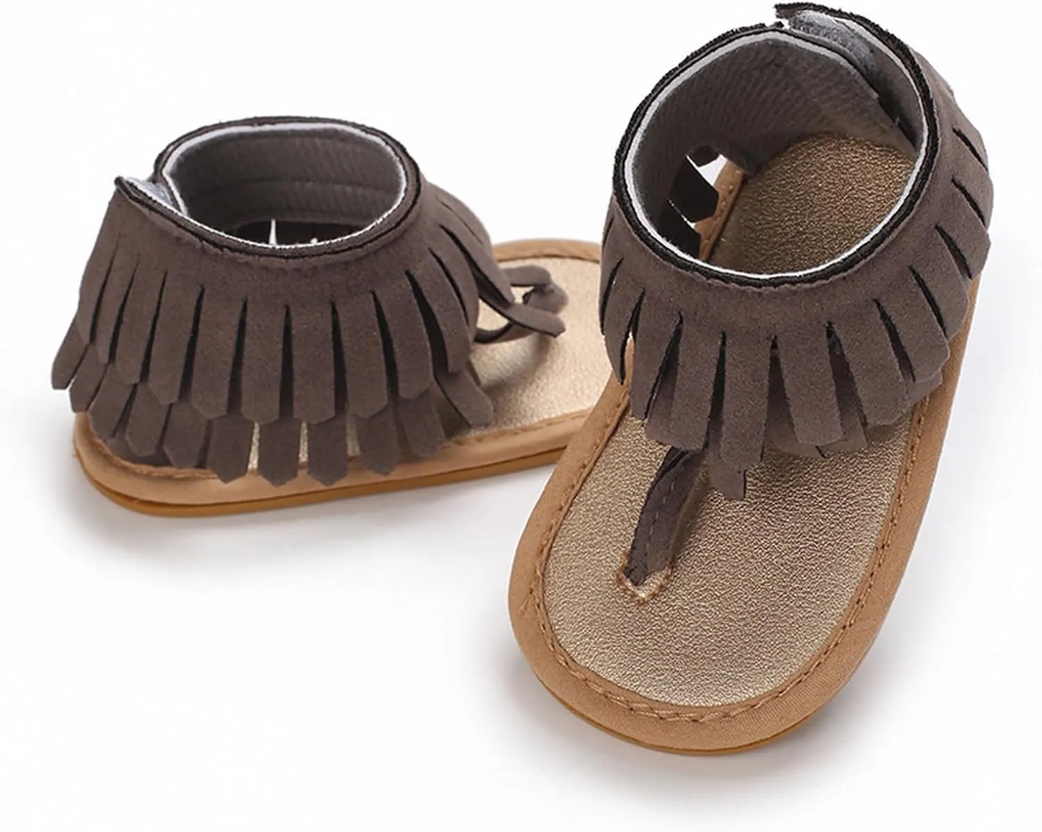 Baby Girls Boho Sandals Soft Sole Open Toe Flip Flops Kids Breathable Beach Flats Ankle Tassel Hook Loop Summer Shoes