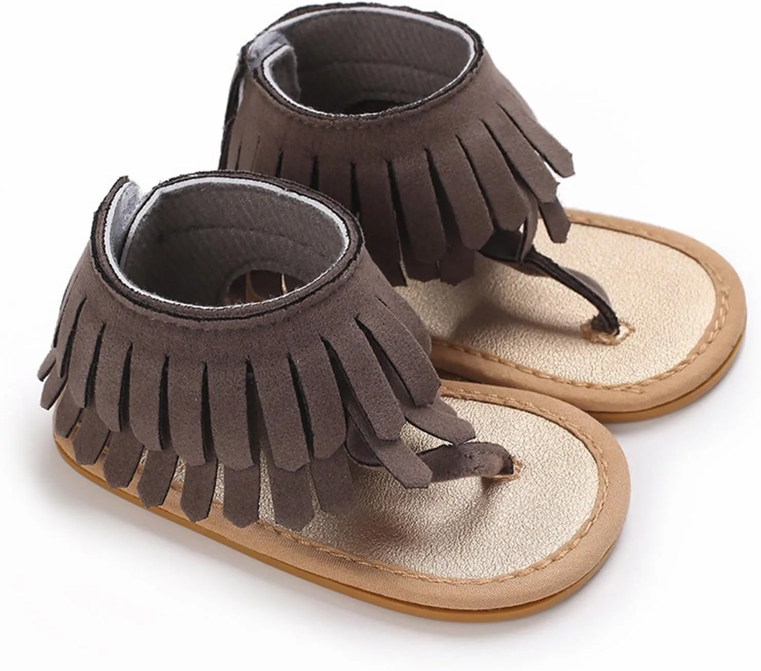 Baby Girls Boho Sandals Soft Sole Open Toe Flip Flops Kids Breathable Beach Flats Ankle Tassel Hook Loop Summer Shoes