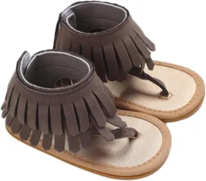 Baby Girls Boho Sandals Soft Sole Open Toe Flip Flops Kids Breathable Beach Flats Ankle Tassel Hook Loop Summer Shoes