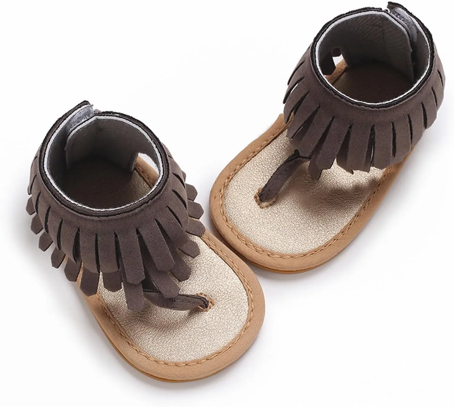 Baby Girls Boho Sandals Soft Sole Open Toe Flip Flops Kids Breathable Beach Flats Ankle Tassel Hook Loop Summer Shoes