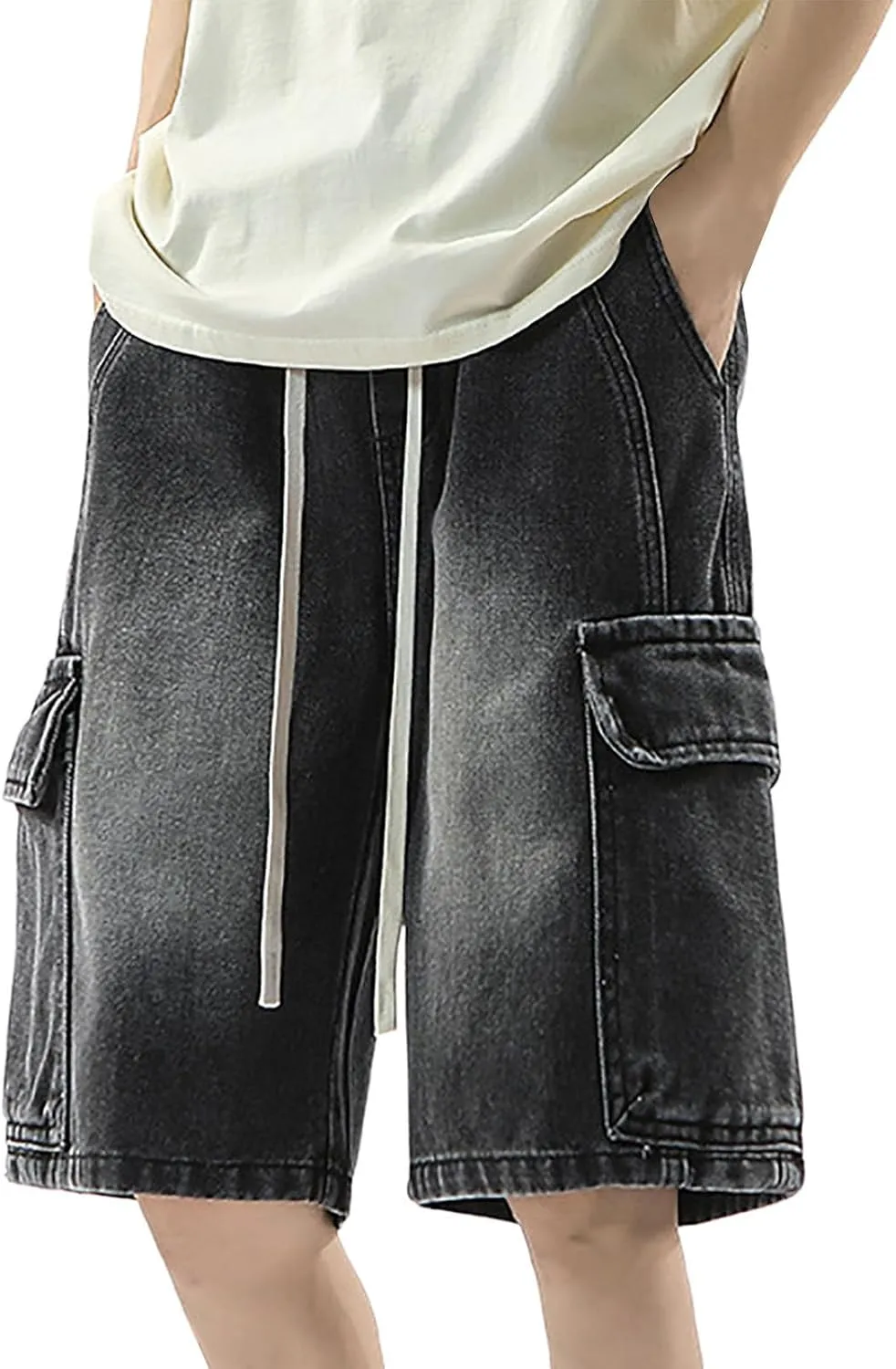 Baggy Jean Shorts for Men Casual Summer Loose Fit Hip Hop Skateboard Denim Shorts 2025 Trendy Streetwear