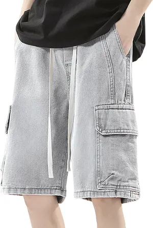 Baggy Jean Shorts for Men Casual Summer Loose Fit Hip Hop Skateboard Denim Shorts 2025 Trendy Streetwear