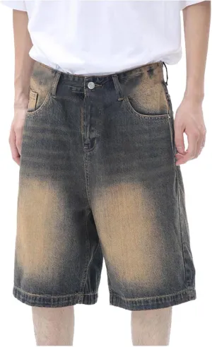 Baggy Jean Shorts for Men Casual Summer Loose Fit Hip Hop Skateboard Denim Shorts 2025 Trendy Streetwear
