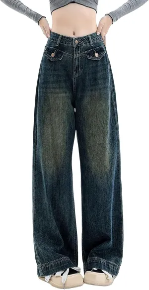Baggy Jeans for Women Y2K High Street Boyfriend Pants Vintage Jeans Aesthetic Clothing Teen Girls Streetwear Hiphop