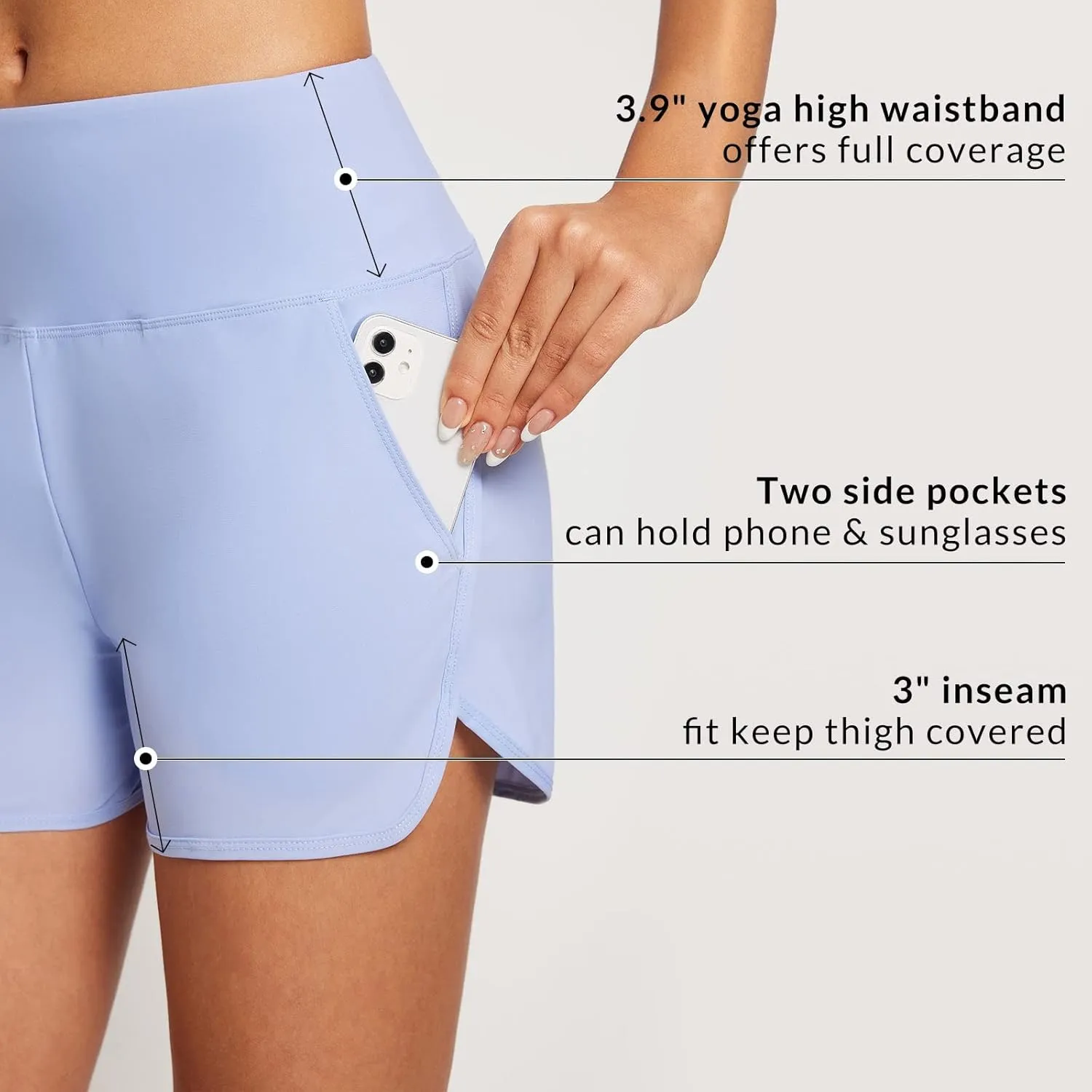 baleaf Women's 3"/5" High Waisted Swim Board Shorts Quick Dry Swimsuits Bottoms Trunks with Pockets