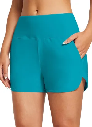 baleaf Women's 3"/5" High Waisted Swim Board Shorts Quick Dry Swimsuits Bottoms Trunks with Pockets