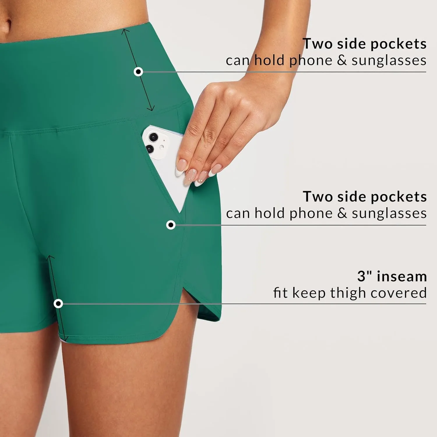 baleaf Women's 3"/5" High Waisted Swim Board Shorts Quick Dry Swimsuits Bottoms Trunks with Pockets