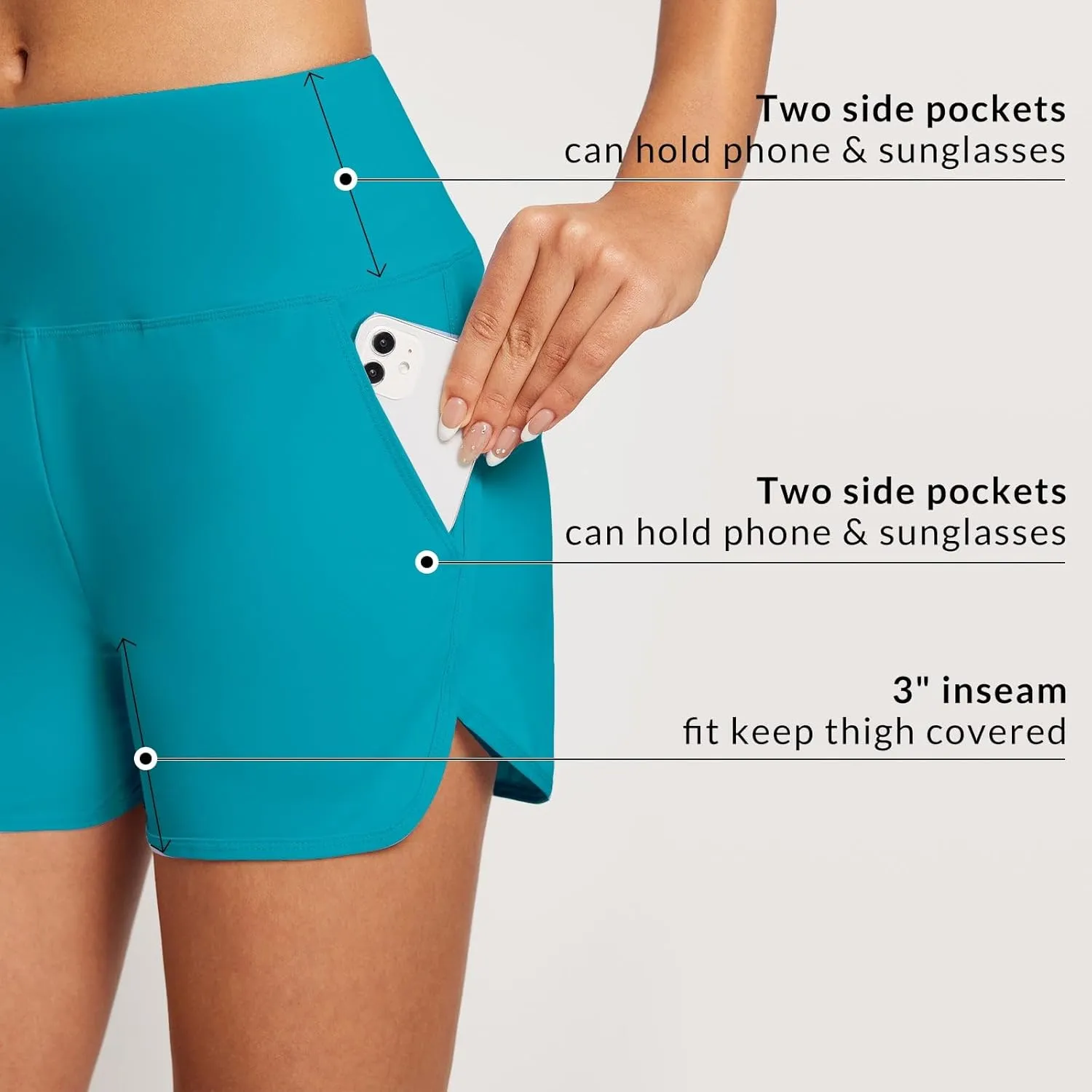 baleaf Women's 3"/5" High Waisted Swim Board Shorts Quick Dry Swimsuits Bottoms Trunks with Pockets