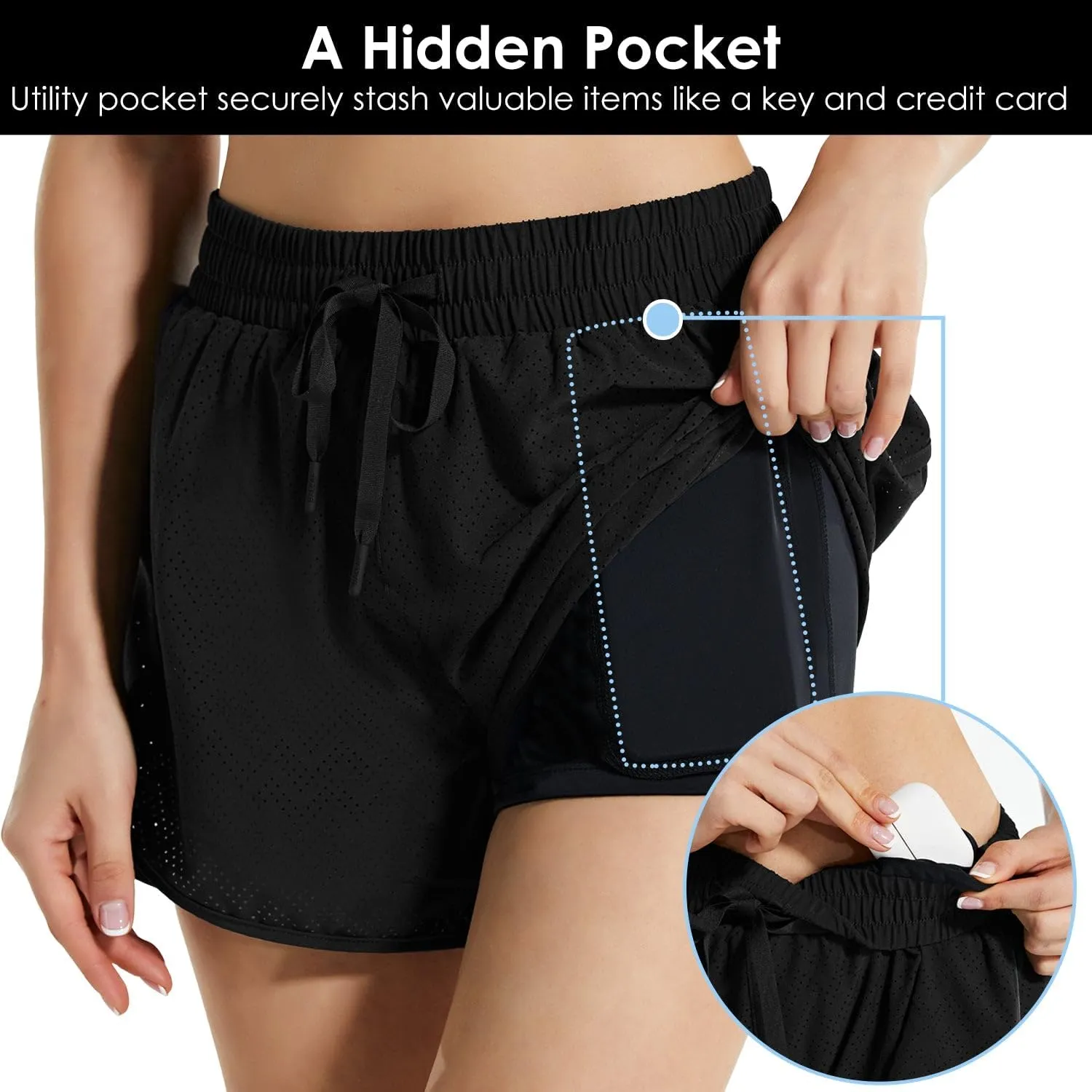 baleaf Women's 3"/5" Quick Dry Mesh Swim Shorts Tankini Bottom with Liner Athletic Gym Running