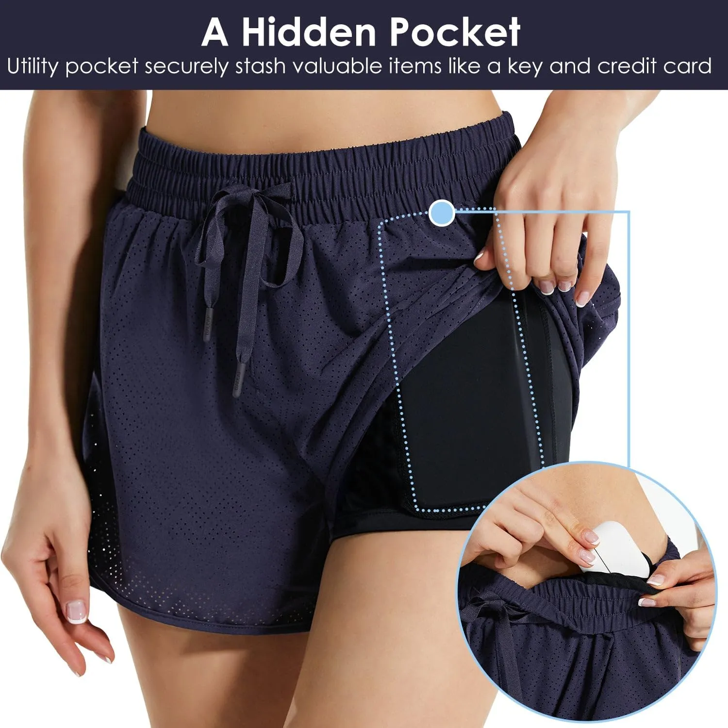 baleaf Women's 3"/5" Quick Dry Mesh Swim Shorts Tankini Bottom with Liner Athletic Gym Running