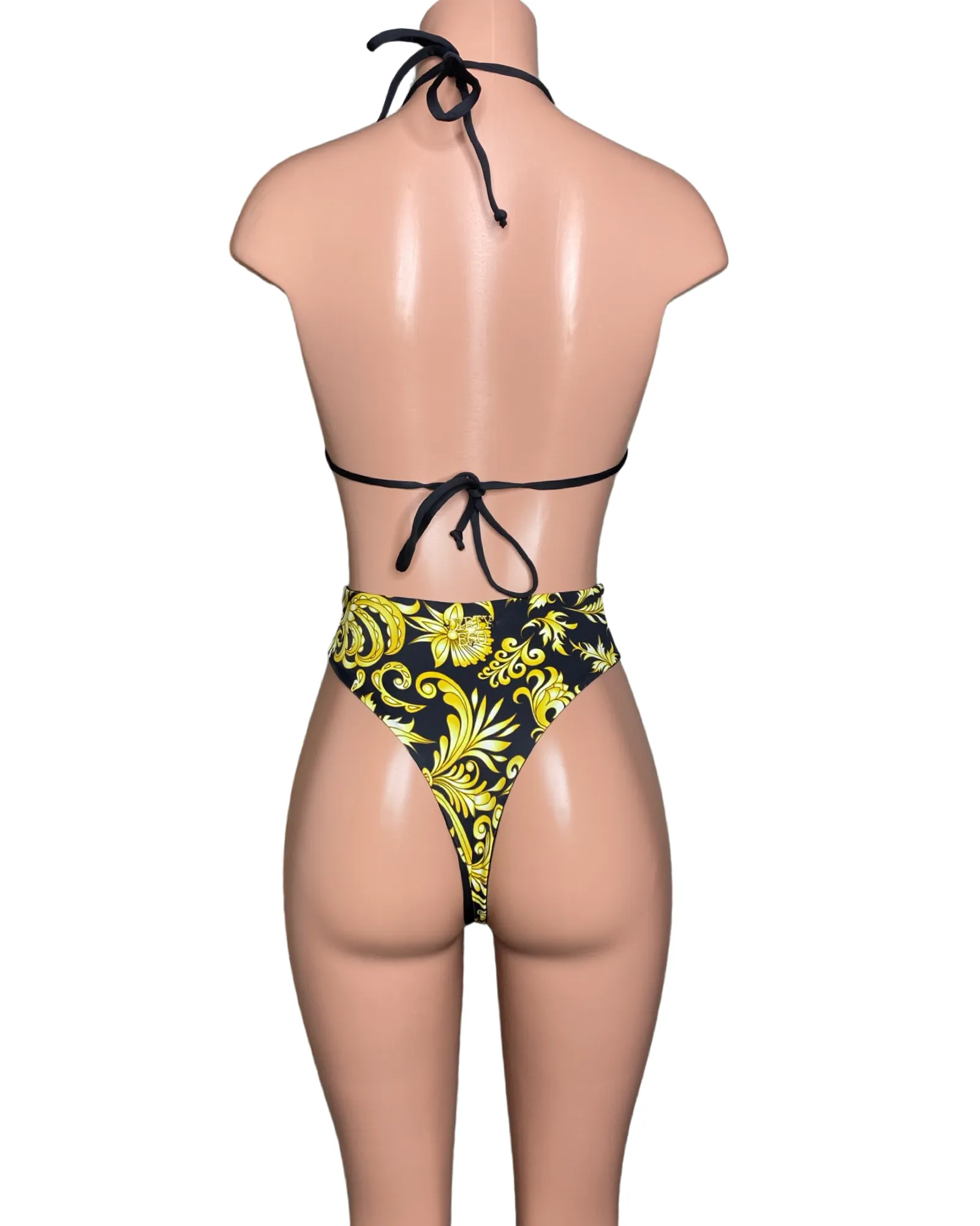 Baroque print high waist bikini