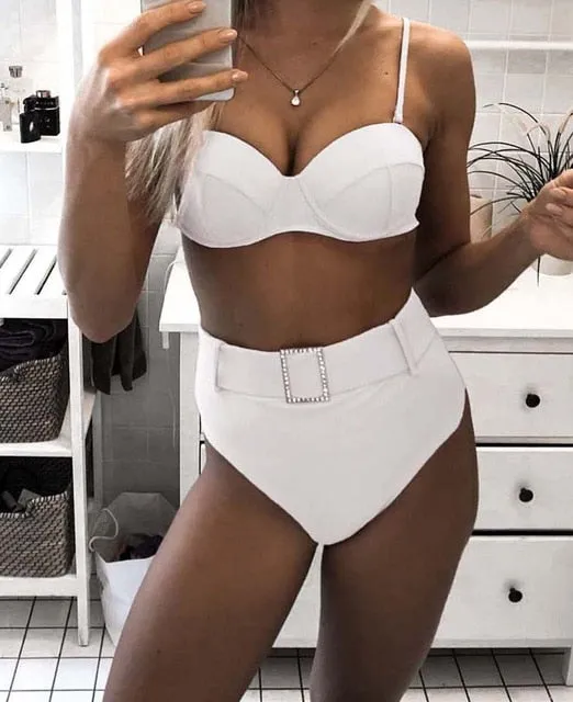 Bella's High-Waisted Belt Bikinis