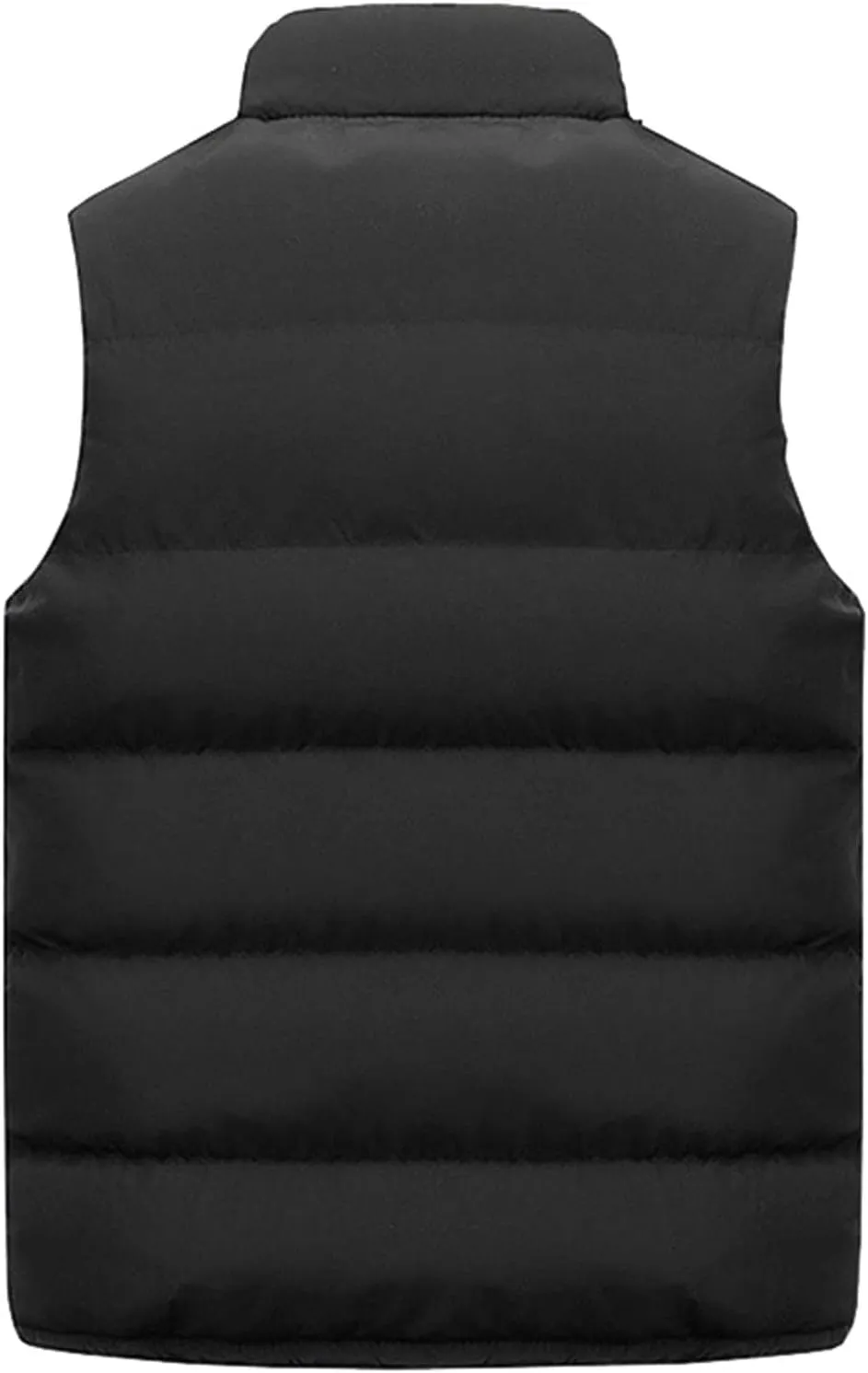 BIFUTON Men's Puffer Vest Casual Solid Color Zip-Up Collar Sleeveless Cotton Padded Coat Outdoor Travel Puffy Quilted Jacket