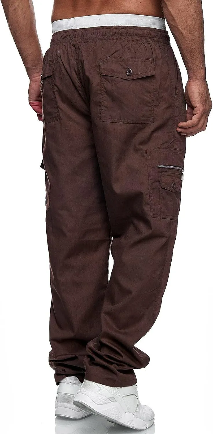 Big and Tall Cargo Pants for Men Sweatpants for Men Pant with Pockets Men's Heavyweight Fleece Cargo Sweatpants Men's