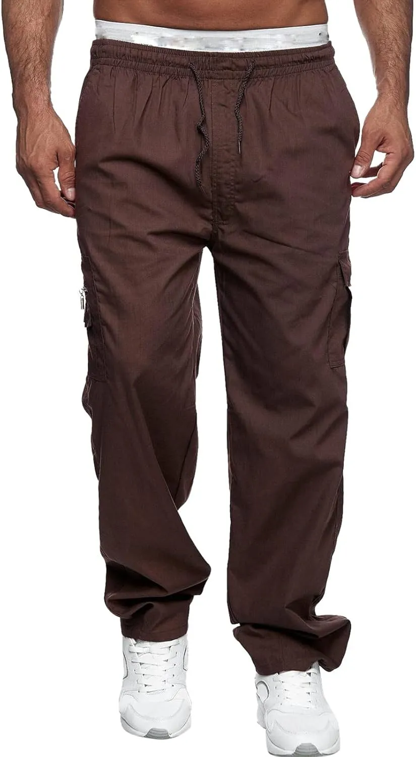 Big and Tall Cargo Pants for Men Sweatpants for Men Pant with Pockets Men's Heavyweight Fleece Cargo Sweatpants Men's