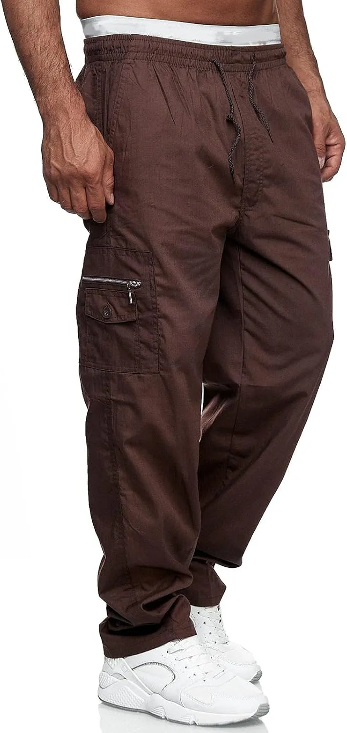 Big and Tall Cargo Pants for Men Sweatpants for Men Pant with Pockets Men's Heavyweight Fleece Cargo Sweatpants Men's