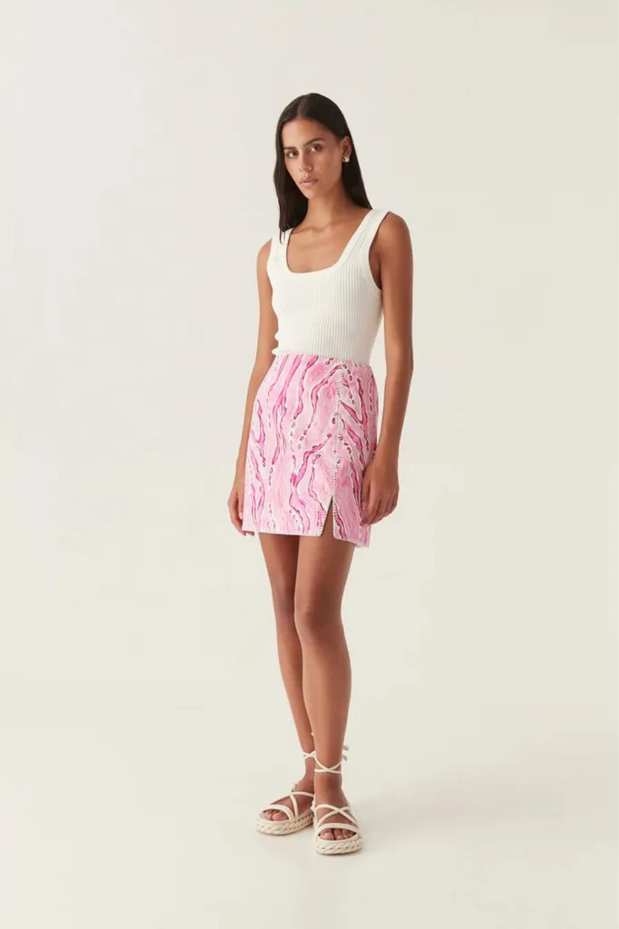 Blaze Stitch Mini Skirt Dappled Flame
