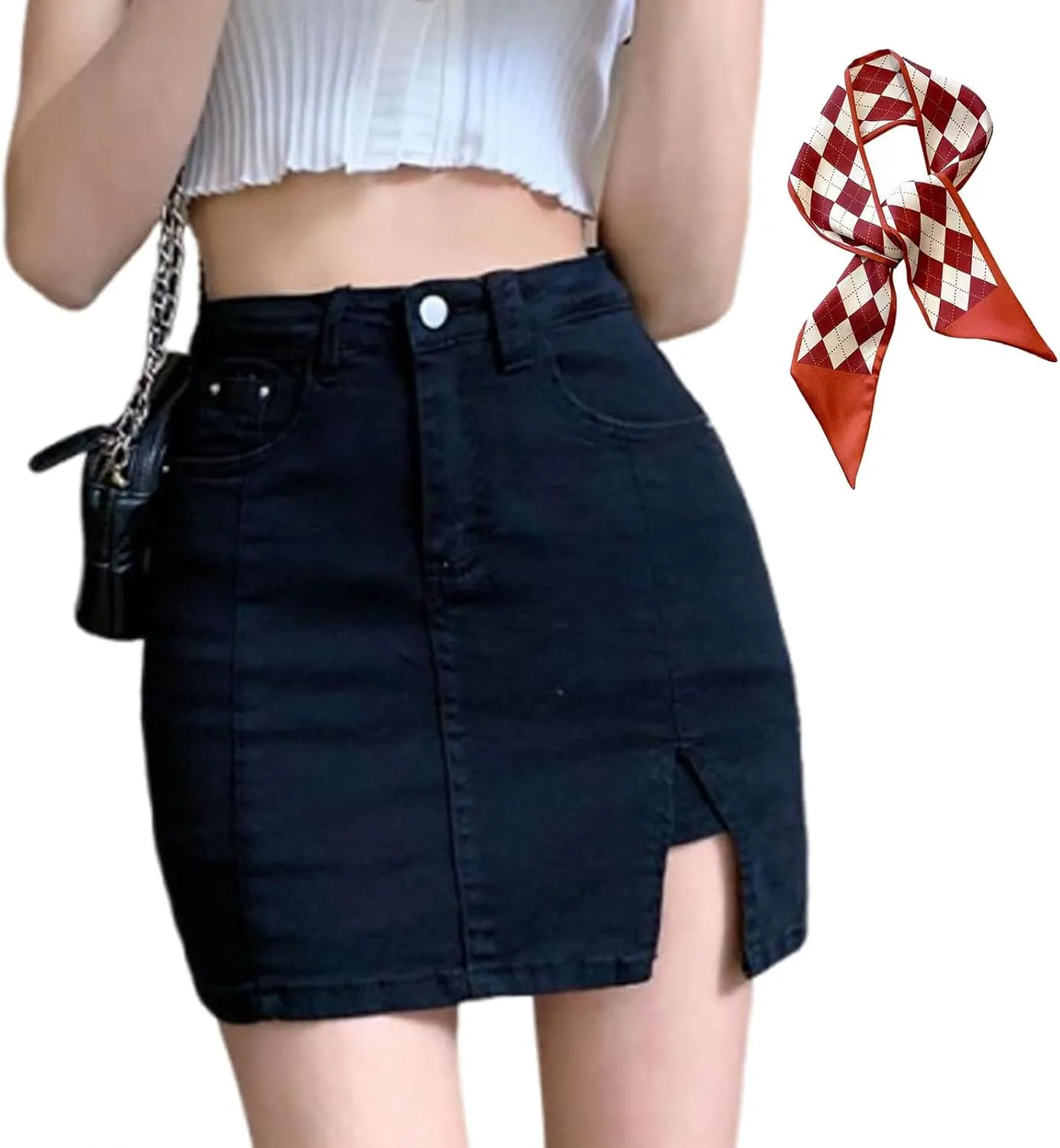 Bloomy Skorts,Bloomy Jean Skorts,Side Slit Stretch High Waisted Trendy Summer Denim Skirt Women with Shorts
