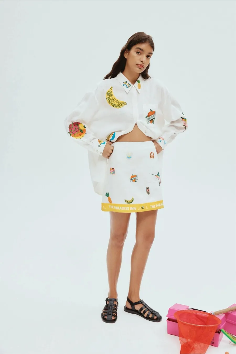 Blue Marlin Embroidered Skirt