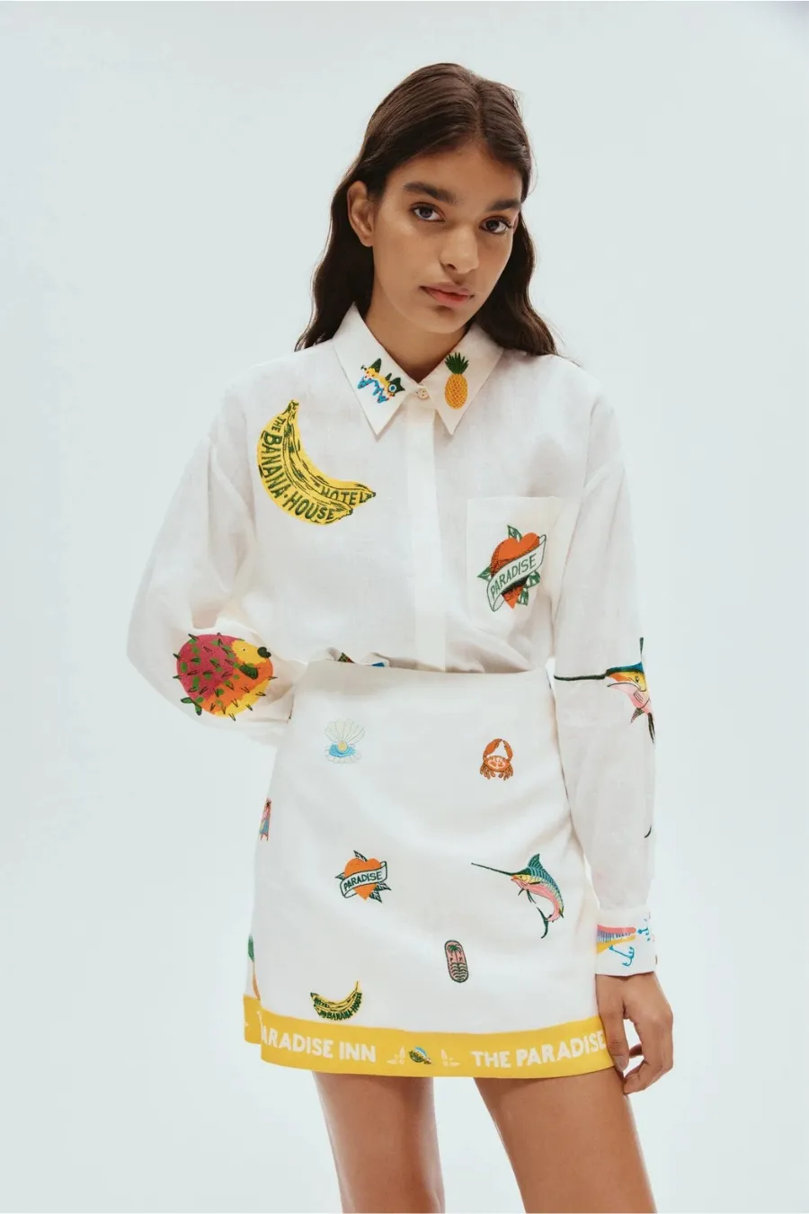 Blue Marlin Embroidered Skirt
