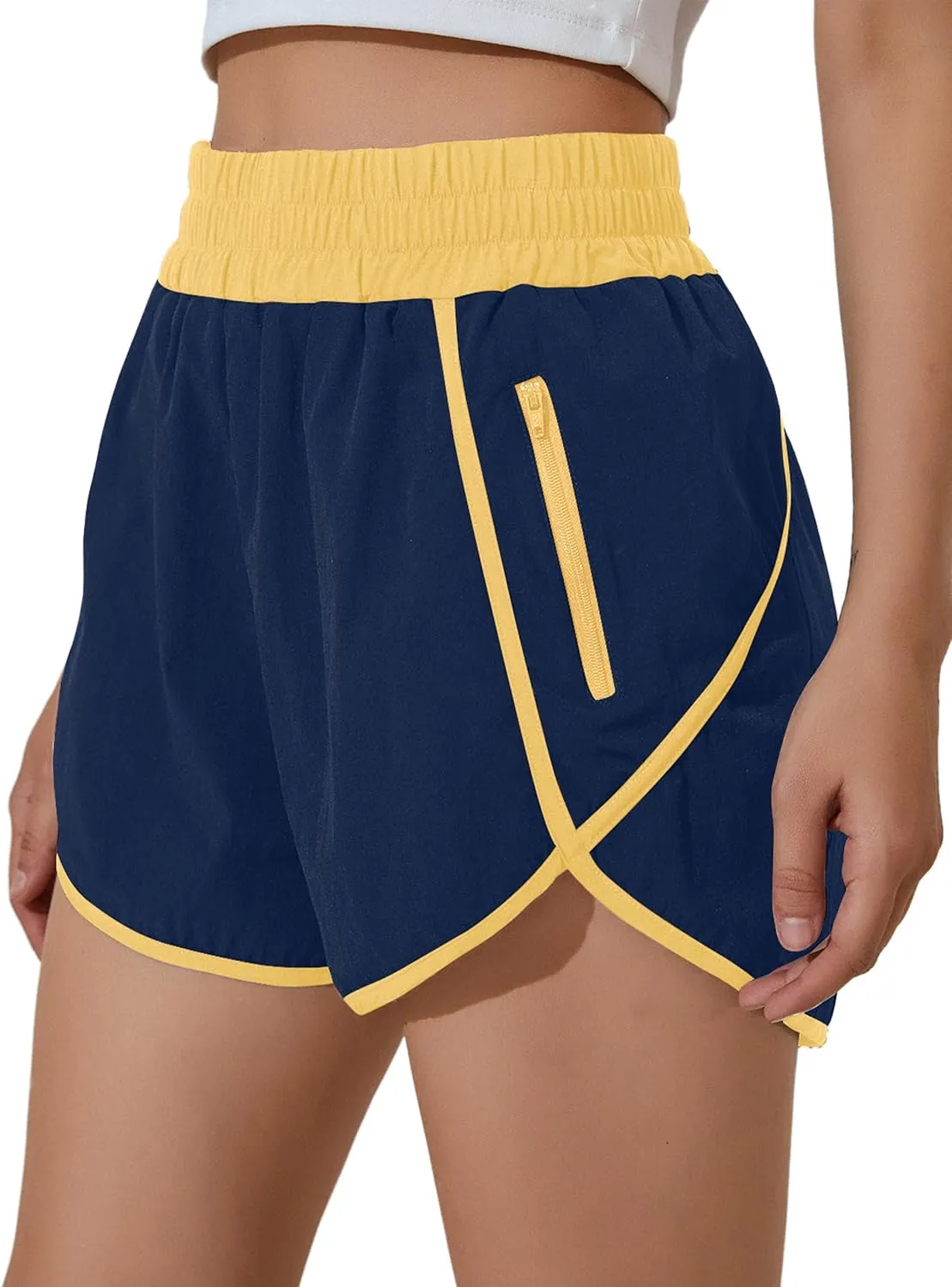 BMJL Women's High Waisted Athletic Shorts Pocket Workout Shorts Gym Sporty Running Shorts