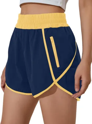 BMJL Women's High Waisted Athletic Shorts Pocket Workout Shorts Gym Sporty Running Shorts