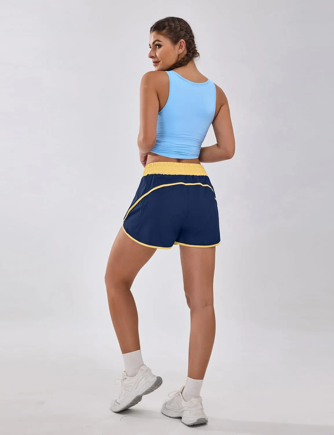 BMJL Women's High Waisted Athletic Shorts Pocket Workout Shorts Gym Sporty Running Shorts
