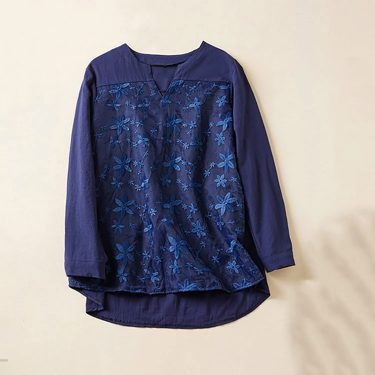 Boho Embroidered Tops for Women 2025 Cotton Linen Peasant Blouses Summer Lantern Sleeve Bohemian Shirts Tees Tunics