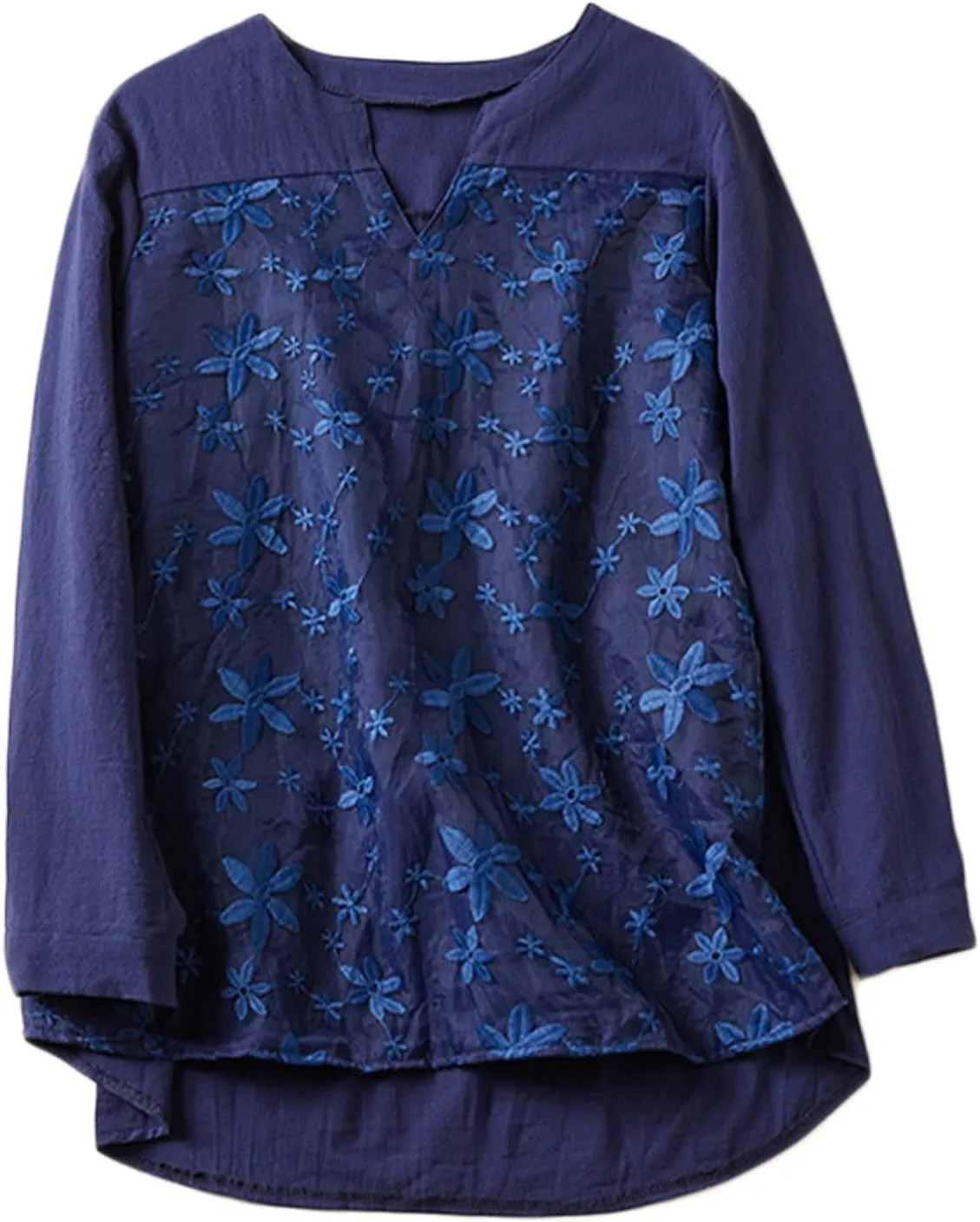 Boho Embroidered Tops for Women 2025 Cotton Linen Peasant Blouses Summer Lantern Sleeve Bohemian Shirts Tees Tunics