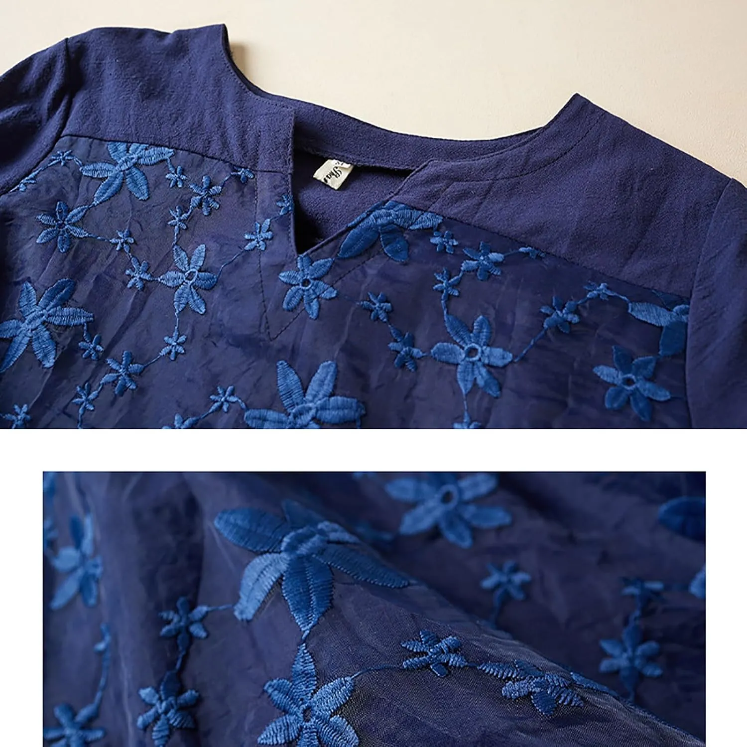 Boho Embroidered Tops for Women 2025 Cotton Linen Peasant Blouses Summer Lantern Sleeve Bohemian Shirts Tees Tunics